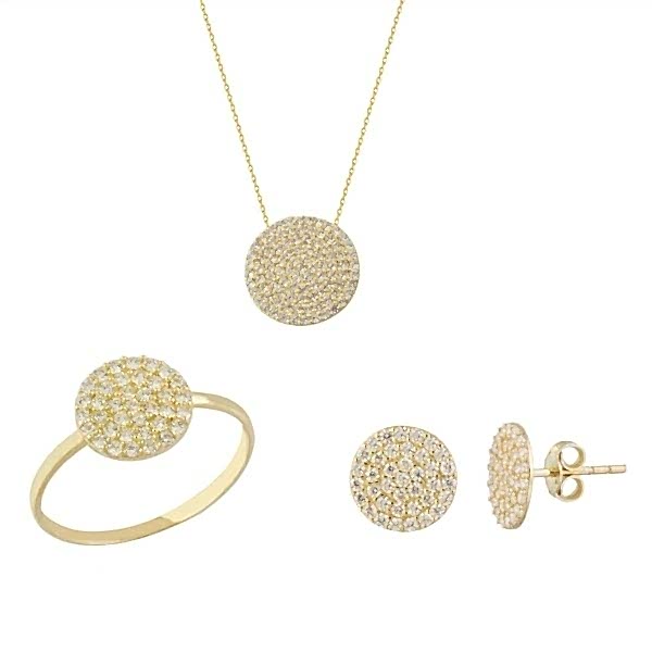 Yuvarlak Taşlı 3'lü Set